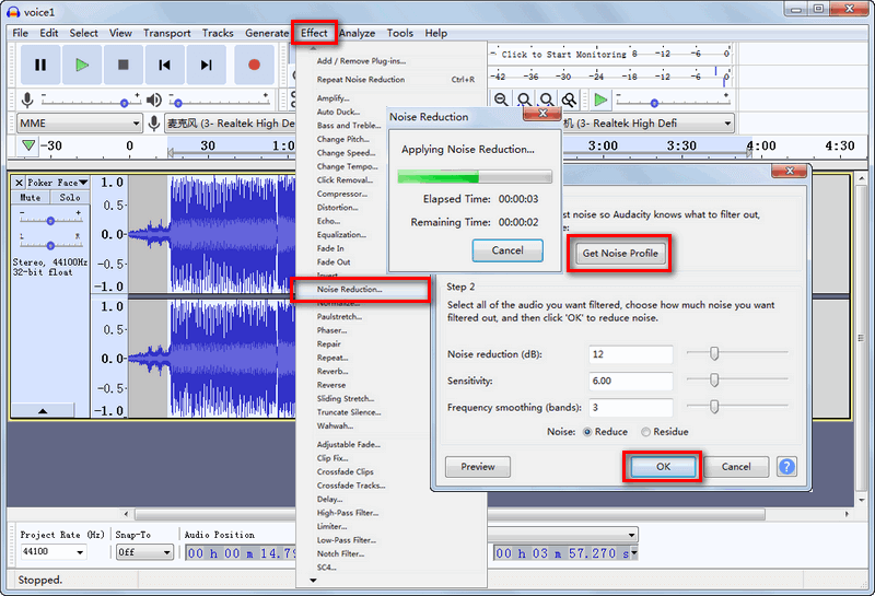 remove high pitch noise from audio